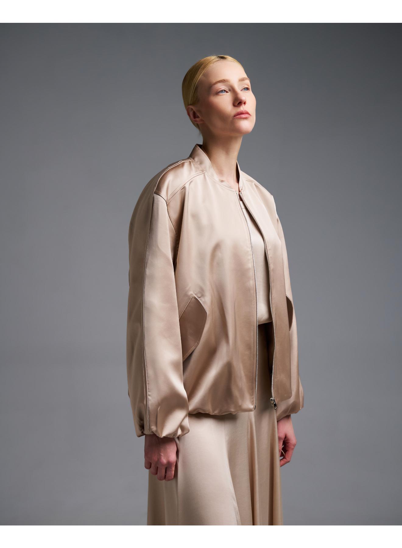 Μπεζ σατέν Μπουφάν bomber Vicolo - 2