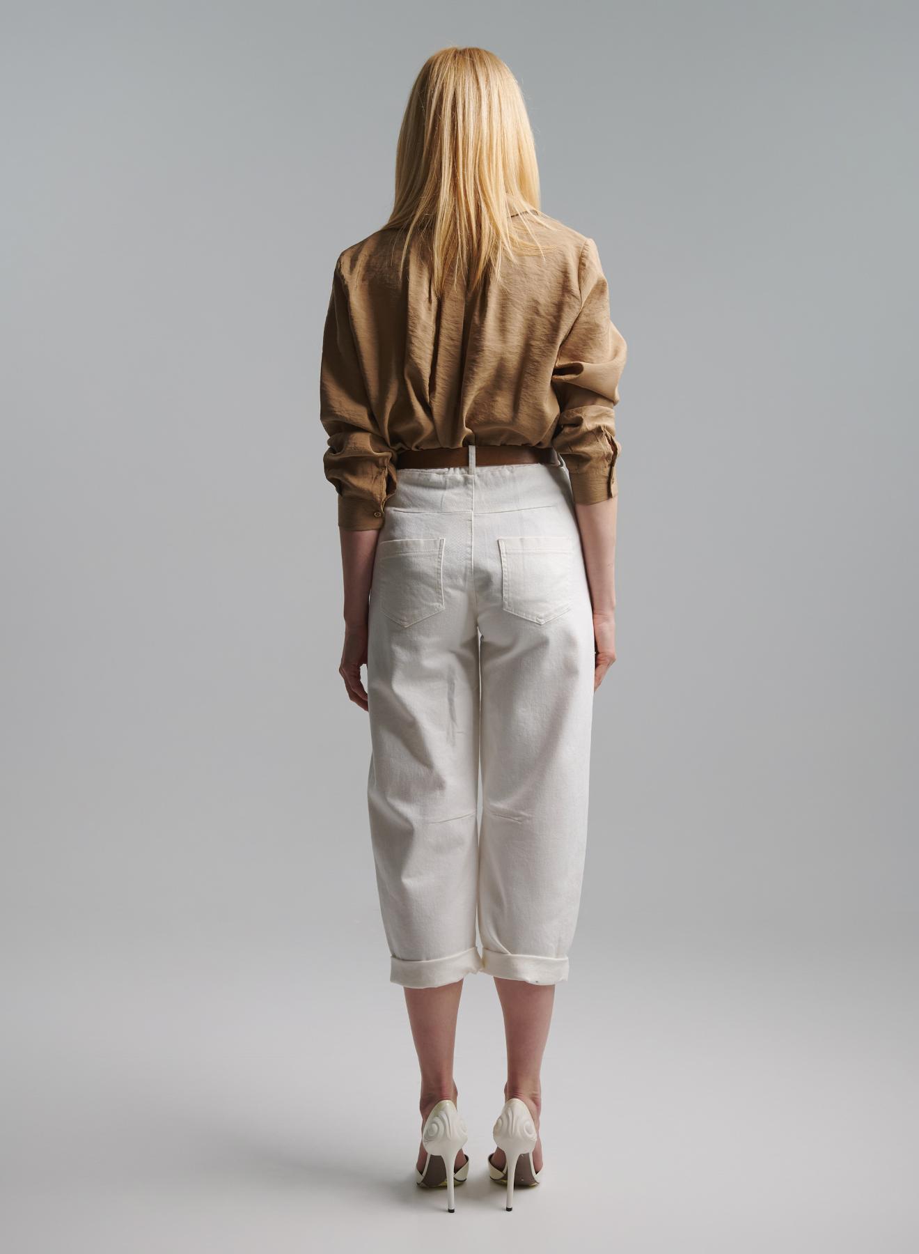 Off White Jeans Trousers with turn ups and with belt Tensione In - 3