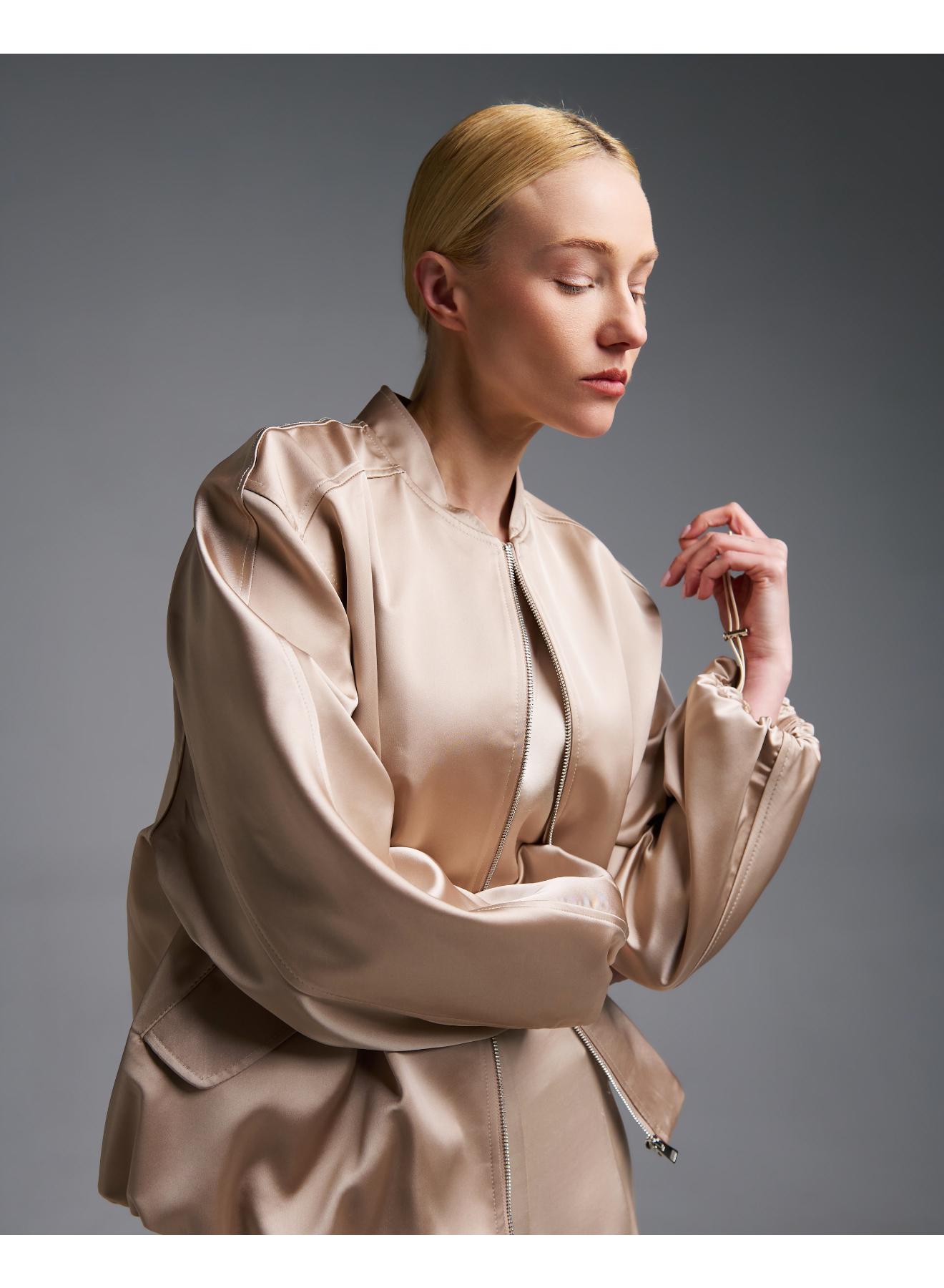 Μπεζ σατέν Μπουφάν bomber Vicolo - 3