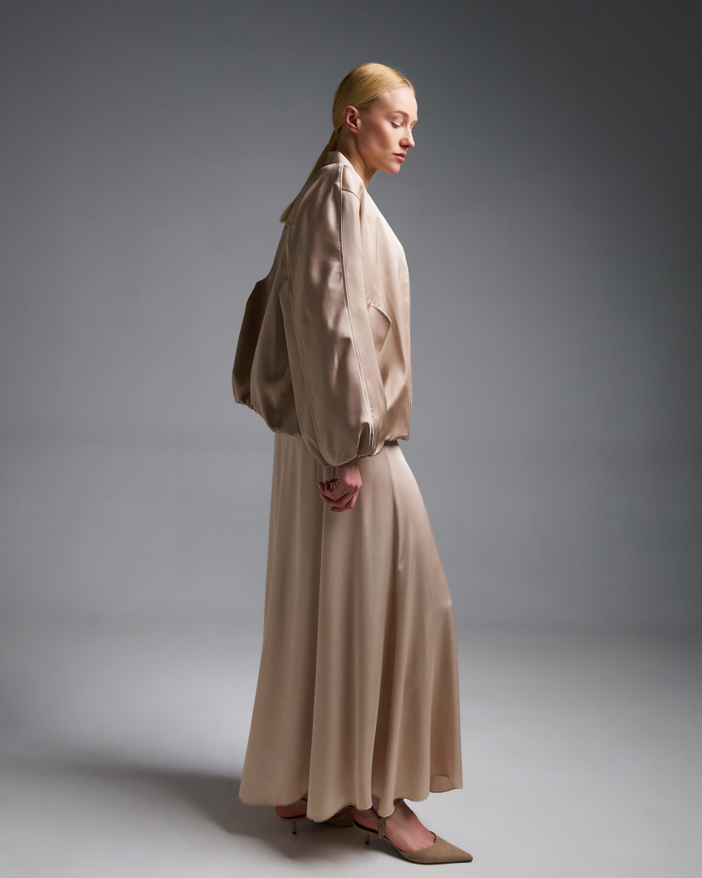 Μπεζ σατέν Μπουφάν bomber Vicolo - 3