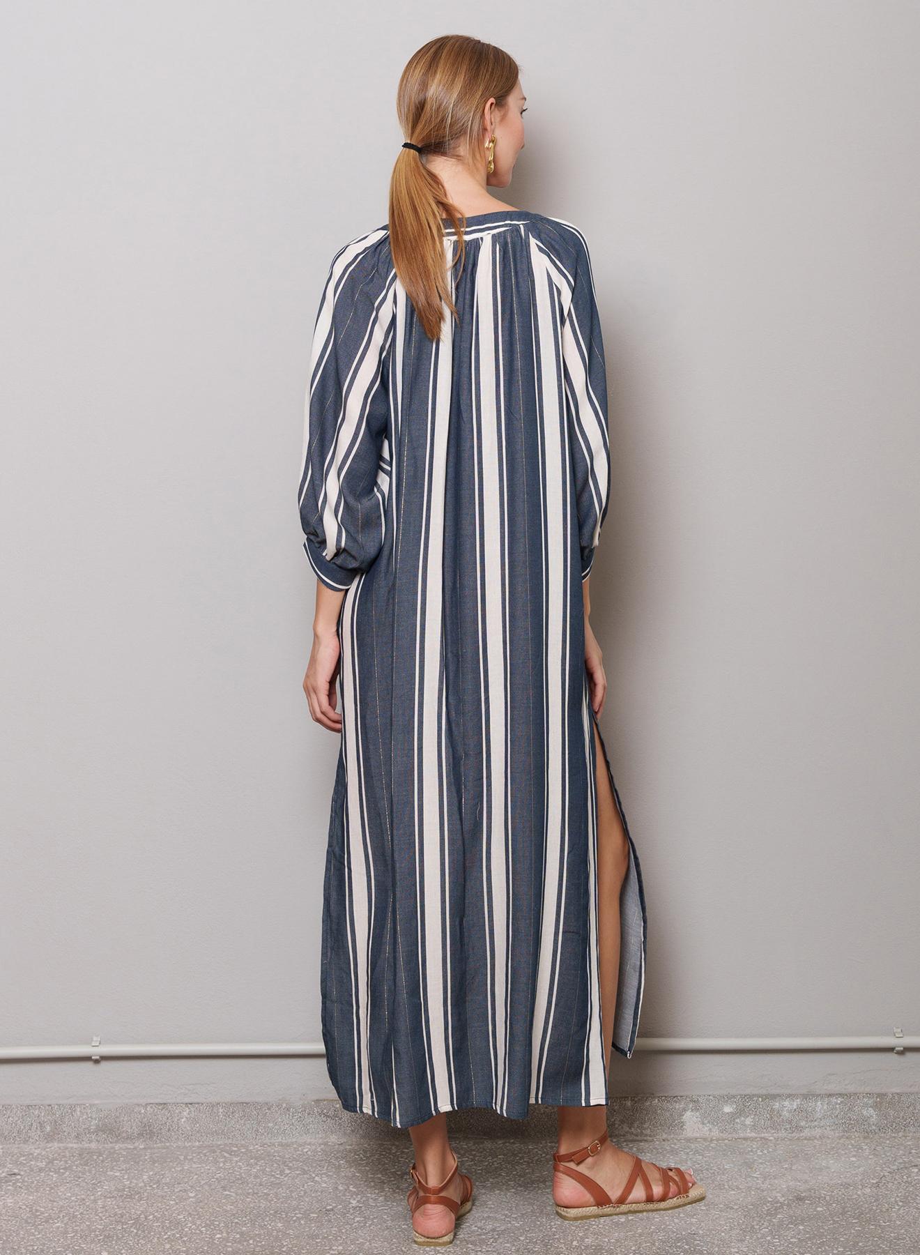 Blue-White Dress with wide stripes "Verine" Capetanissa - 2