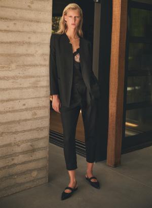 Black Trousers with pleats and with elasticated rear waistband Milla - 49556