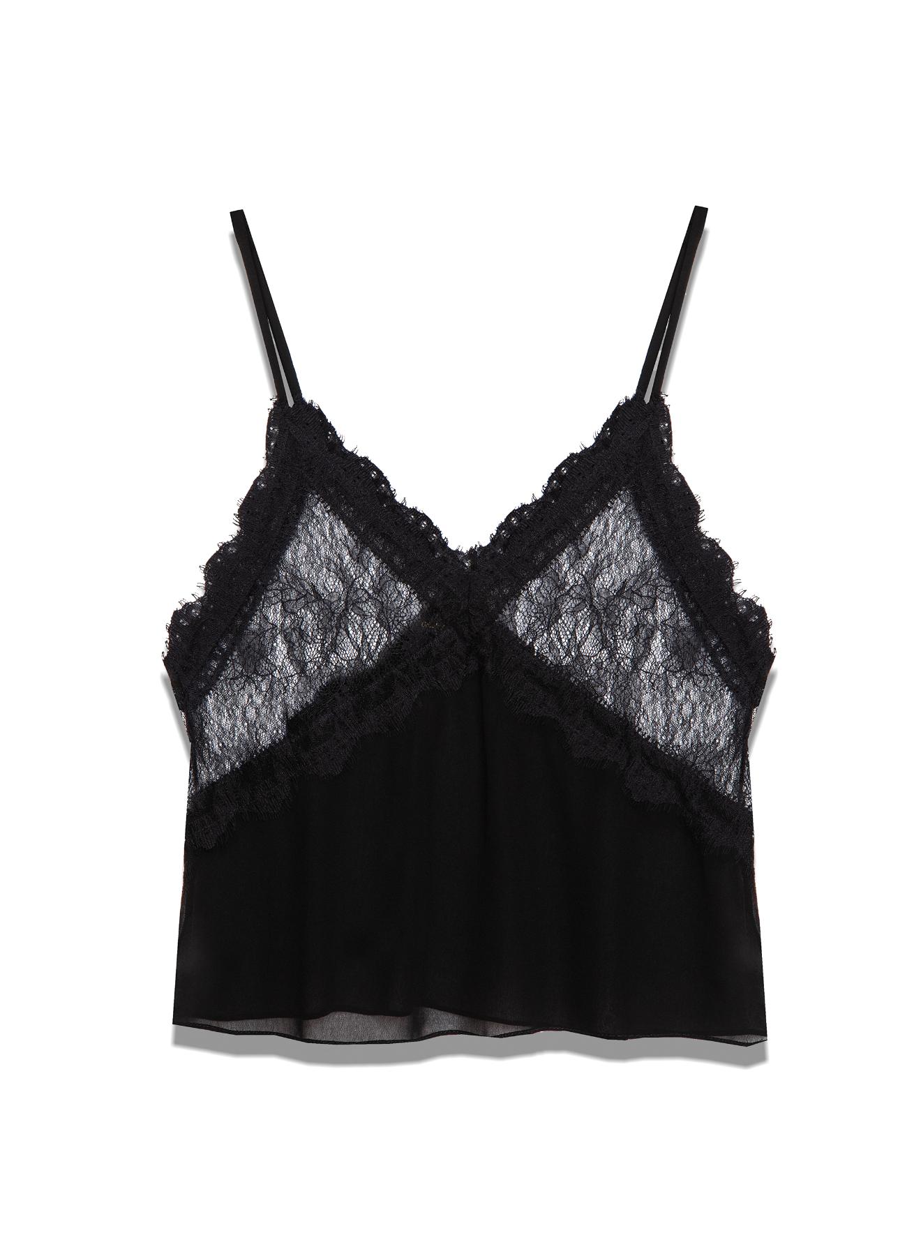 Μαύρο Τοπ με δαντέλα και με τιράντες Milla - 2