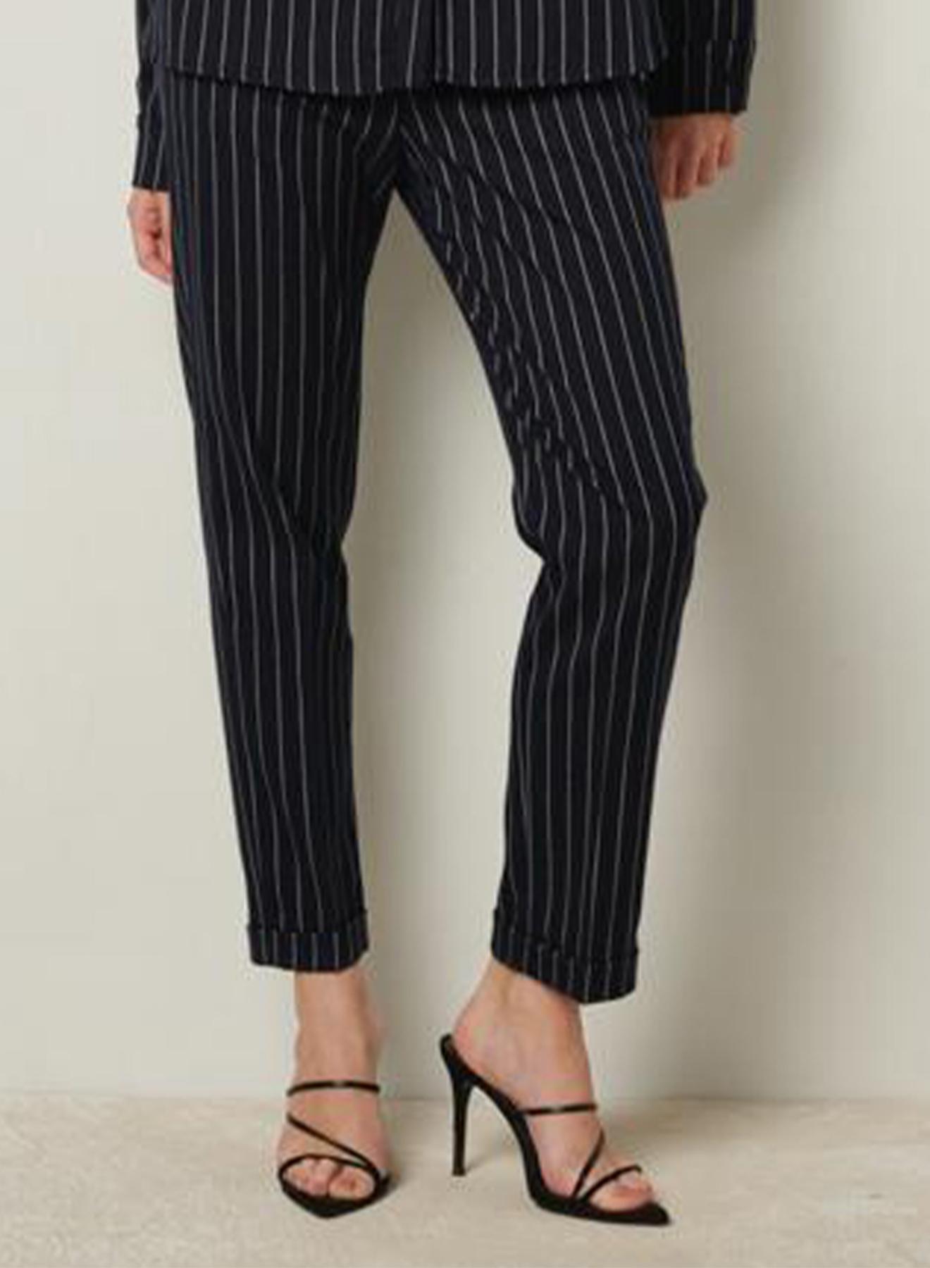 Striped straight fit trousers with turn ups - 3