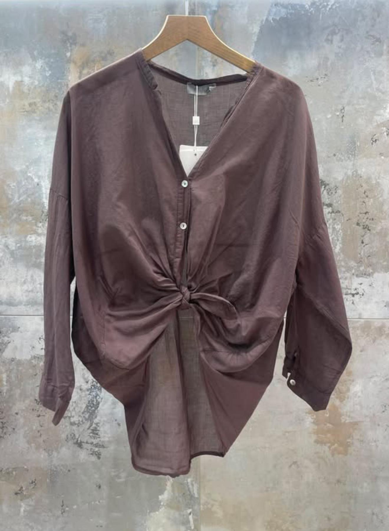Brown Shirt with front knot Motel - 2
