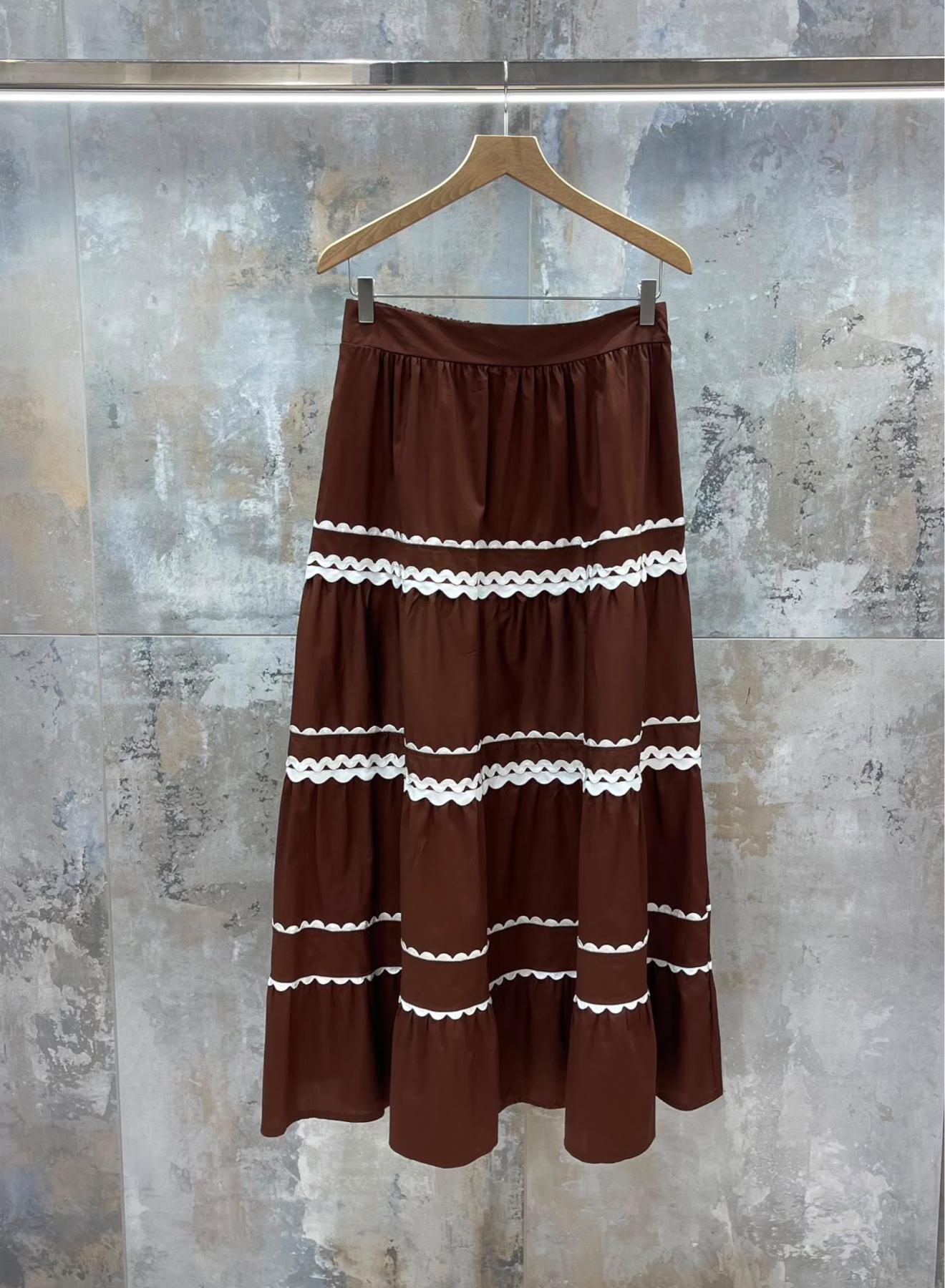 Chocolate cotton Skirt with rear elsticated waistband Valentina Milano - 1