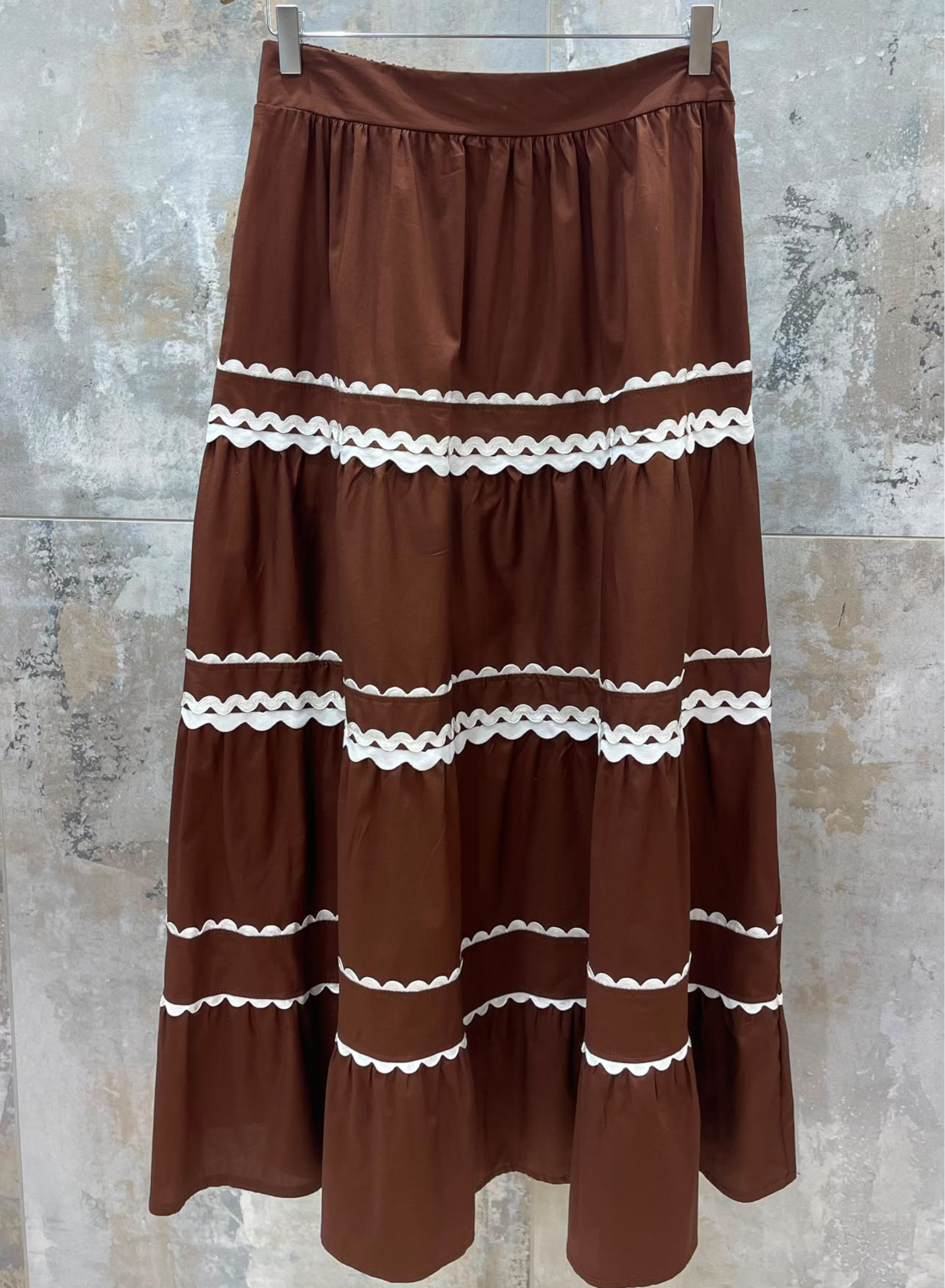 Chocolate cotton Skirt with rear elsticated waistband Valentina Milano - 1