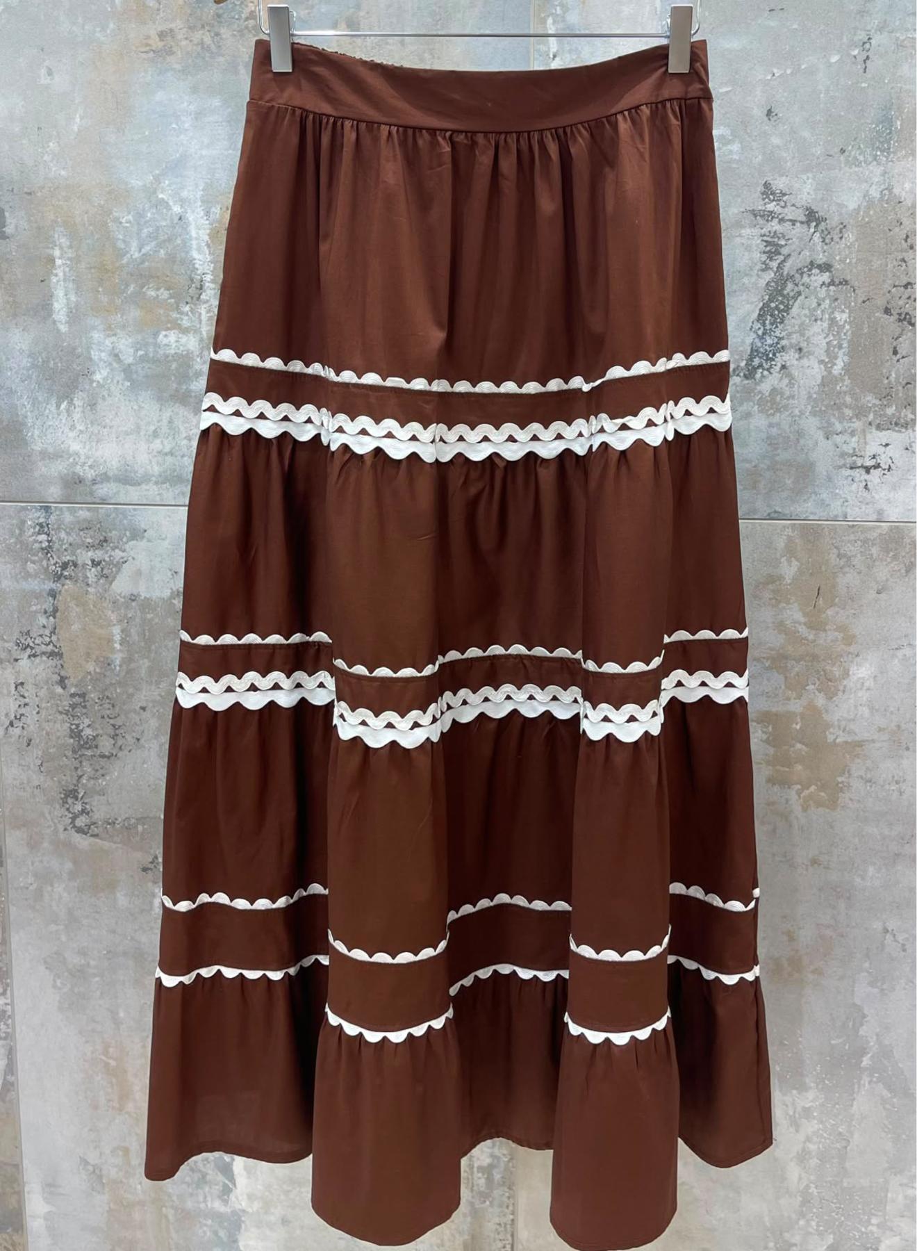 Chocolate cotton Skirt with rear elsticated waistband Valentina Milano - 2