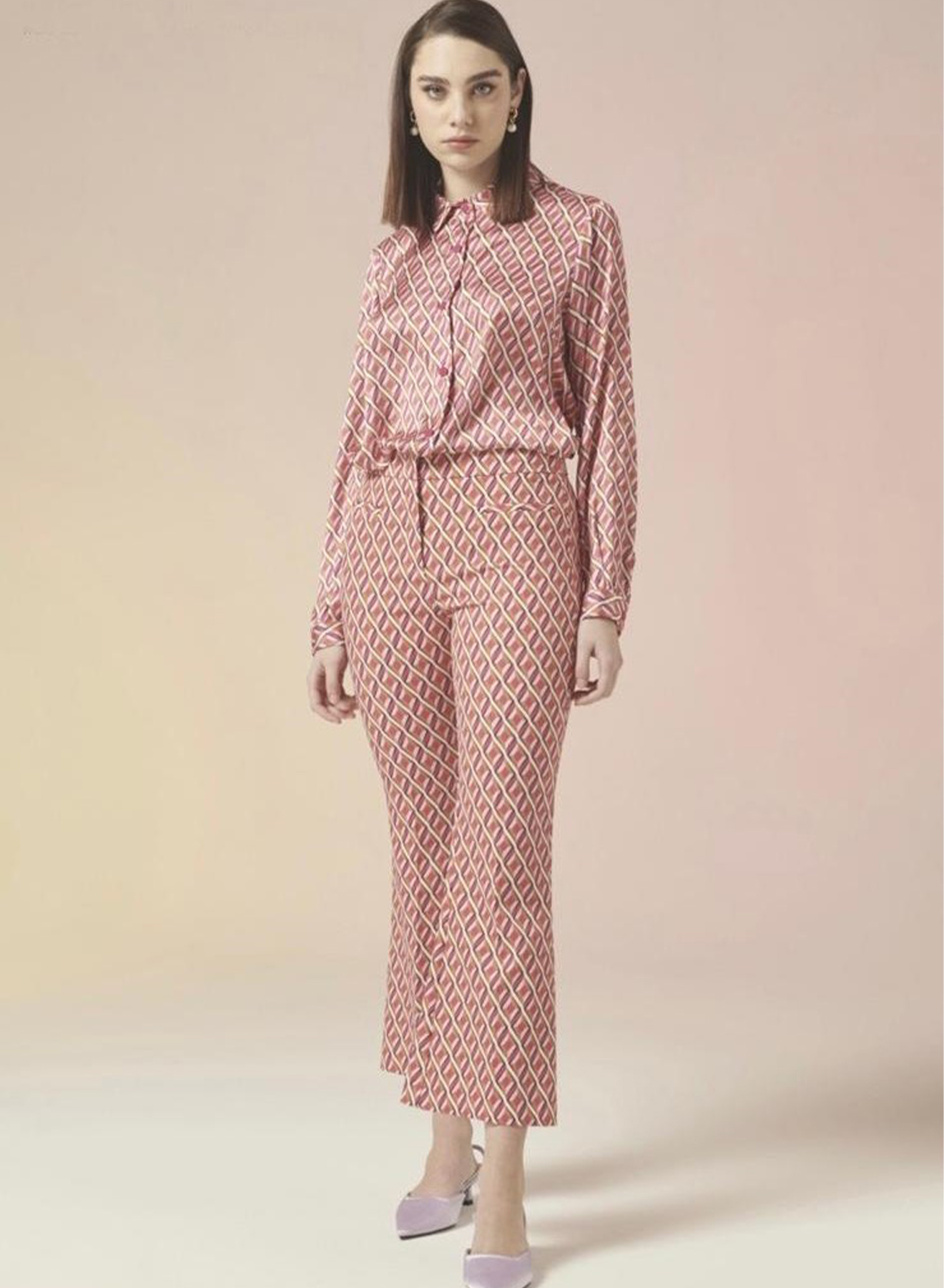 Παντελόνι καμπάνα με γεωμετρικά σχέδια  - 0