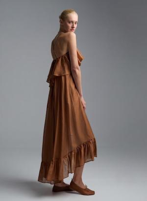 Chocolate Dress with straps and with ruffles "AURA" Devotion Twins - 63420