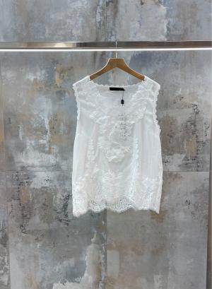 White sleeveless Top with lace Valentina Milano  - 63493