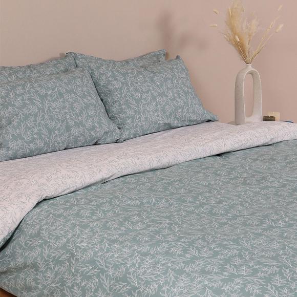 Σεντόνια Υπέρδιπλα Σετ Με Λάστιχο 170x205+30cm Sunshine Cotton Feelings 2050 Aqua Βαμβάκι