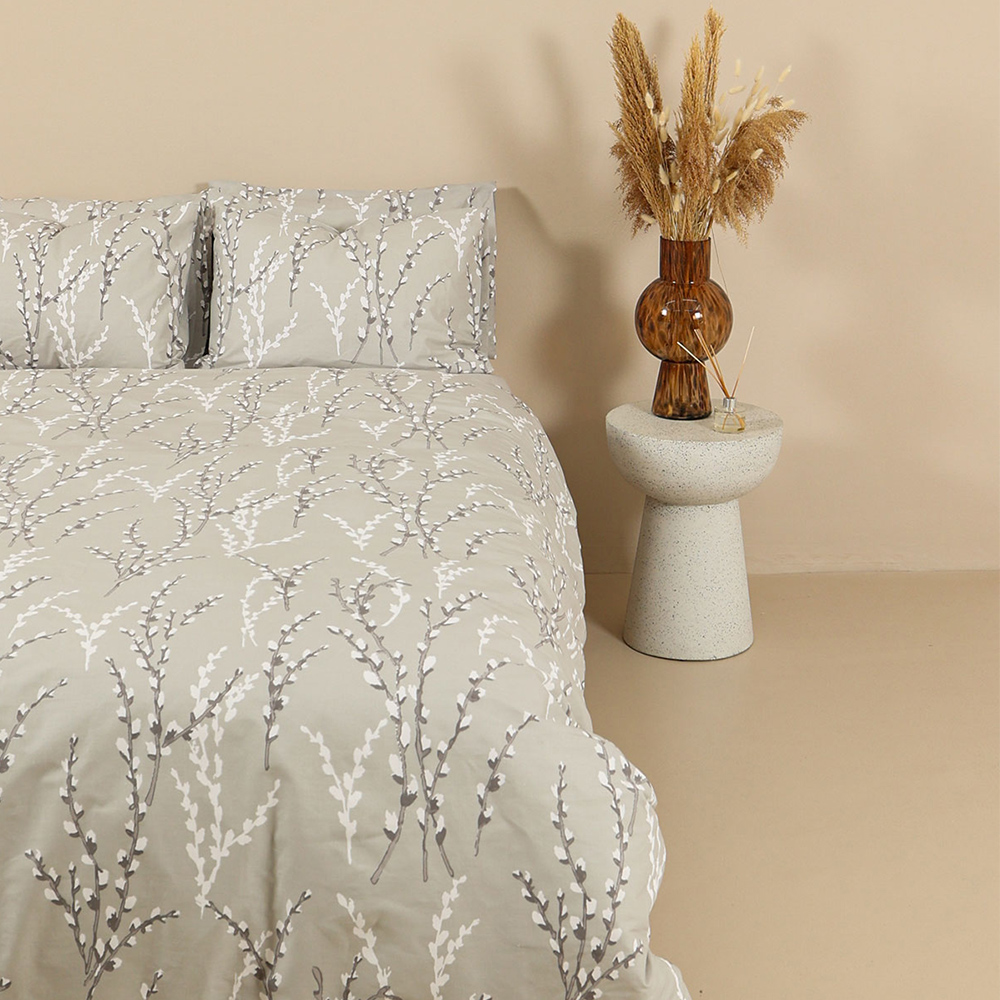 Σεντόνια Υπέρδιπλα Σετ Με Λάστιχο 170x205+30cm Sunshine Cotton Feelings 2054 Grey Βαμβάκι
