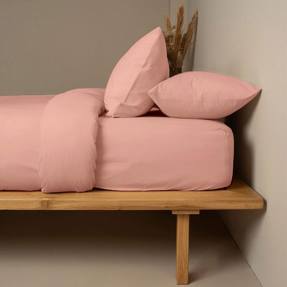 Σεντόνια Υπέρδιπλα Σετ Με Λάστιχο 170x200+38cm Sunshine Cotton Feelings 116 Light Pink Βαμβάκι