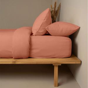 Σεντόνια Υπέρδιπλα Σετ Με Λάστιχο 170x200+38cm Sunshine Cotton Feelings 117 Peach Βαμβάκι