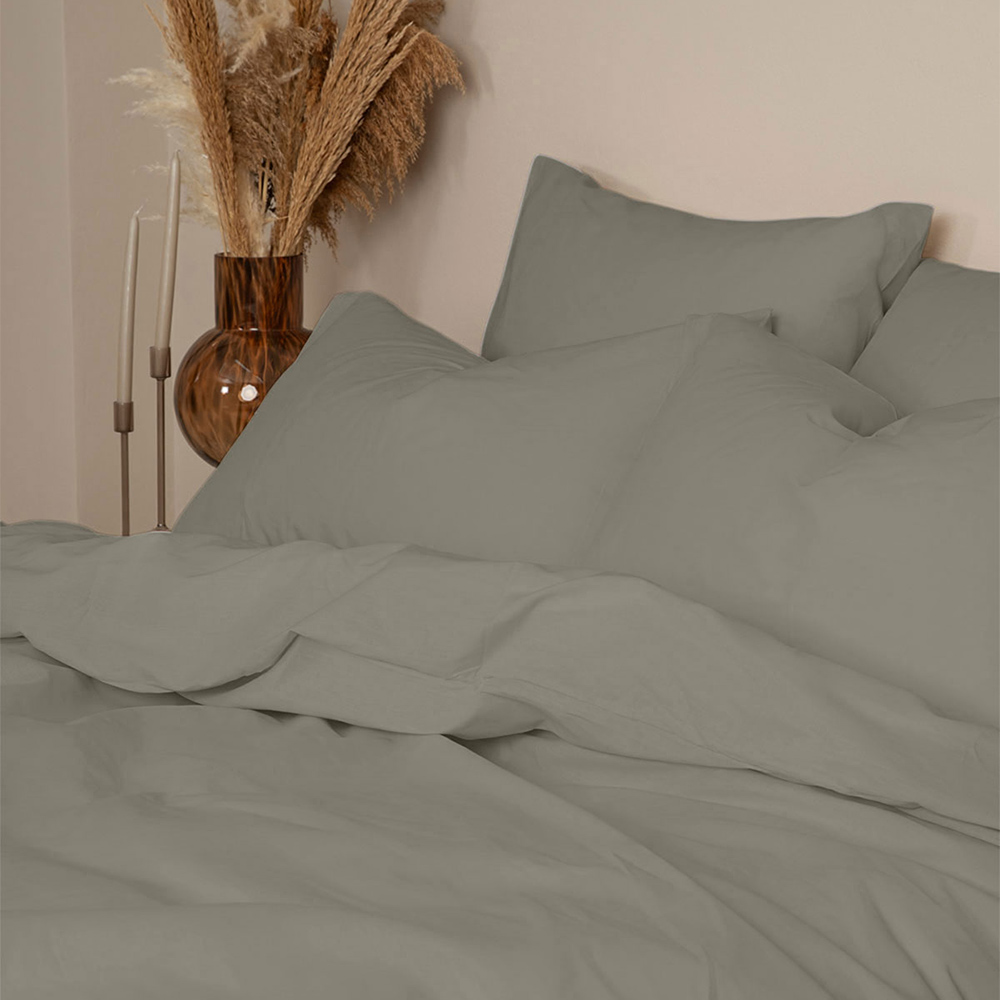 Σεντόνια Υπέρδιπλα Σετ Με Λάστιχο 170x200+38cm Sunshine Cotton Feelings 122 Paloma Grey Βαμβάκι