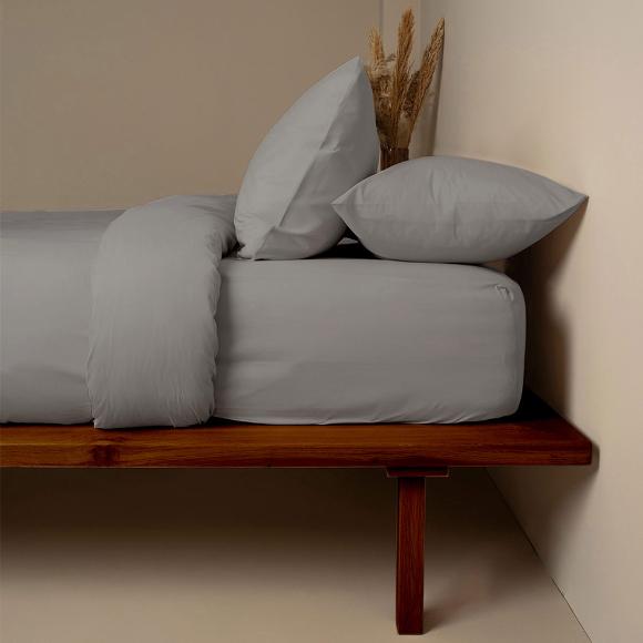 Σεντόνια Υπέρδιπλα Σετ Με Λάστιχο 170x200+38cm Sunshine Cotton Feelings 122 Paloma Grey Βαμβάκι
