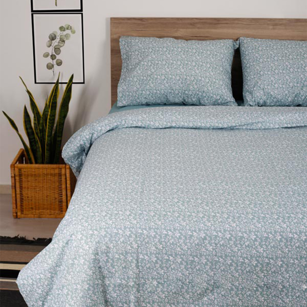 Σεντόνια Υπέρδιπλα Σετ Με Λάστιχο 170x205+30cm Sunshine Cotton Feelings 920 Aqua Βαμβάκι