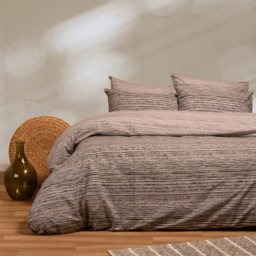 Σεντόνια Υπέρδιπλα Σετ Με Λάστιχο 160x200+32cm Melinen Cassio Grey Βαμβάκι Πολυεστέρας