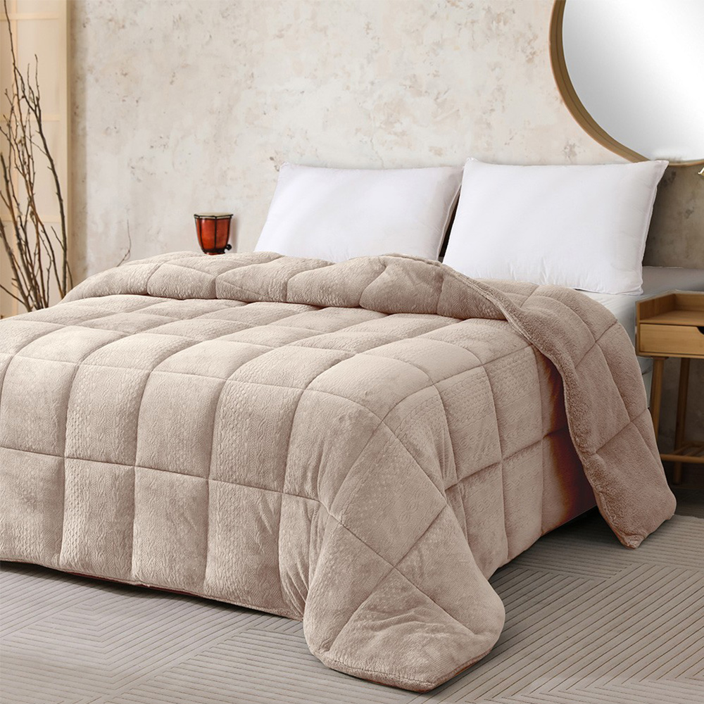 Κουβερτοπάπλωμα Υπέρδιπλο Fleece-Sherpa 220x240cm Melinen Shelby Beige Πολυέστερας