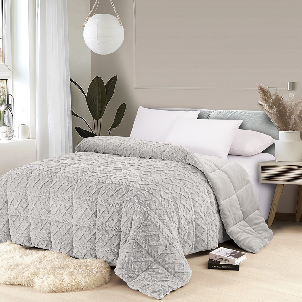 Κουβερτοπάπλωμα Μονό Fleece-Sherpa 160x220cm Melinen Ian Silver Πολυέστερας