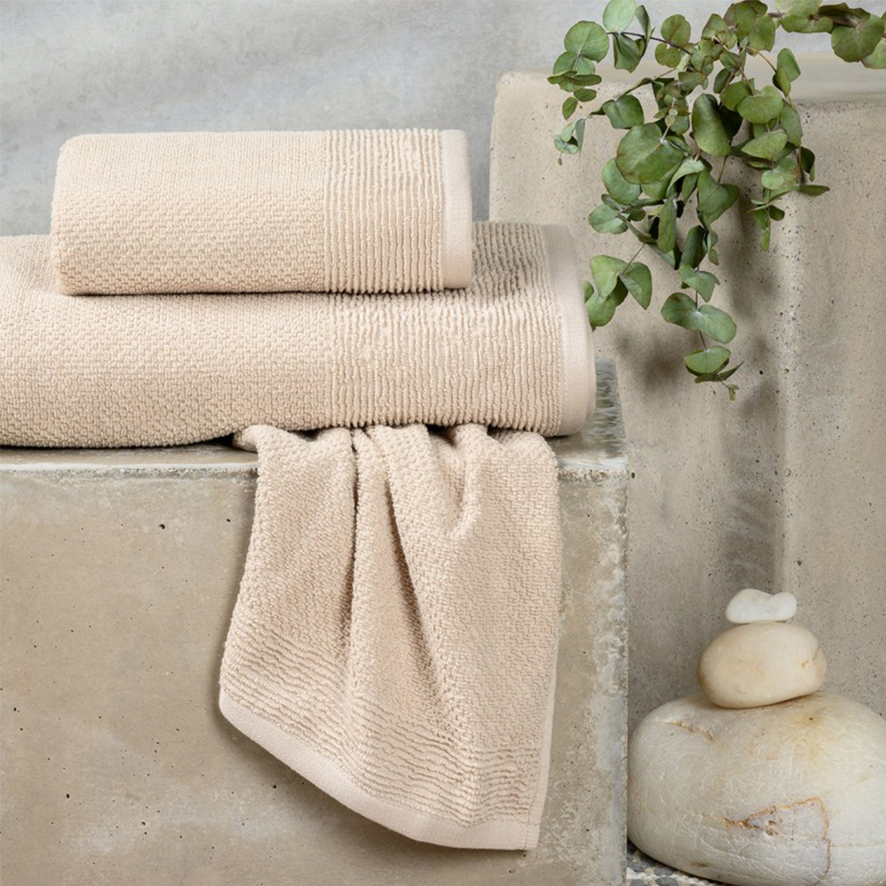 Πετσέτες Σετ 3 Τεμάχια Melinen Haus Beige Βαμβάκι