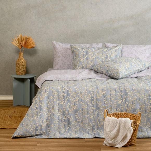 Σεντόνια Υπέρδιπλα Σετ Με Λάστιχο 160x200+32cm Melinen Botan Blue Βαμβάκι-Πολυεστέρας