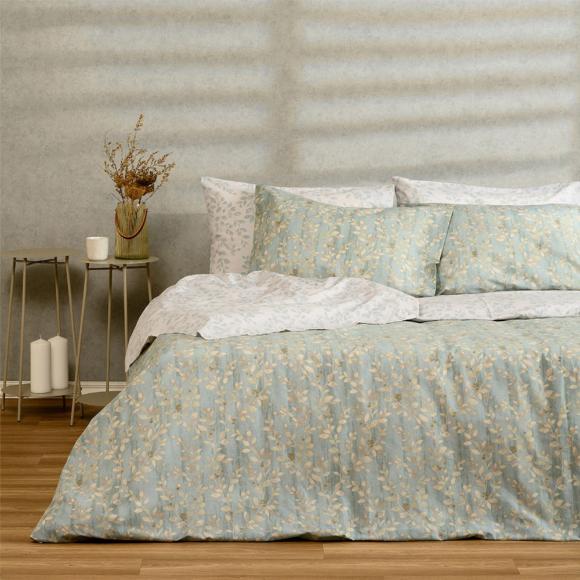 Σεντόνια Υπέρδιπλα Σετ Με Λάστιχο 160x200+32cm Melinen Botan Aqua Βαμβάκι-Πολυεστέρας