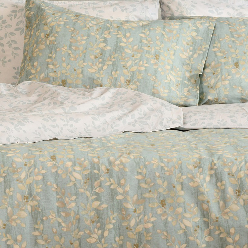 Σεντόνια Υπέρδιπλα Σετ Με Λάστιχο 160x200+32cm Melinen Botan Aqua Βαμβάκι-Πολυεστέρας