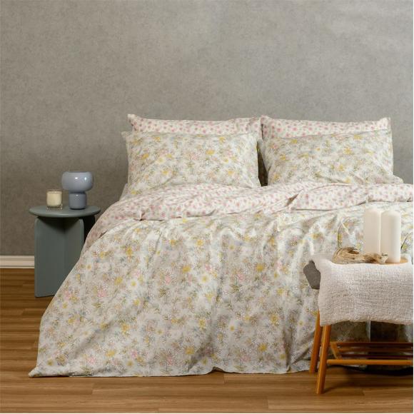 Σεντόνια Υπέρδιπλα Σετ Με Λάστιχο 160x200+32cm Melinen Chloe Aqua Βαμβάκι-Πολυεστέρας