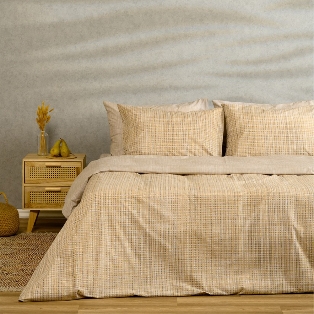Σεντόνια Υπέρδιπλα Σετ Με Λάστιχο 160x200+32cm Melinen Mateo Beige Βαμβάκι-Πολυεστέρας