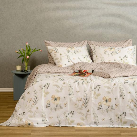 Σεντόνια Υπέρδιπλα Σετ Με Λάστιχο 160x200+32cm Melinen Dolores Ash Βαμβάκι-Πολυεστέρας