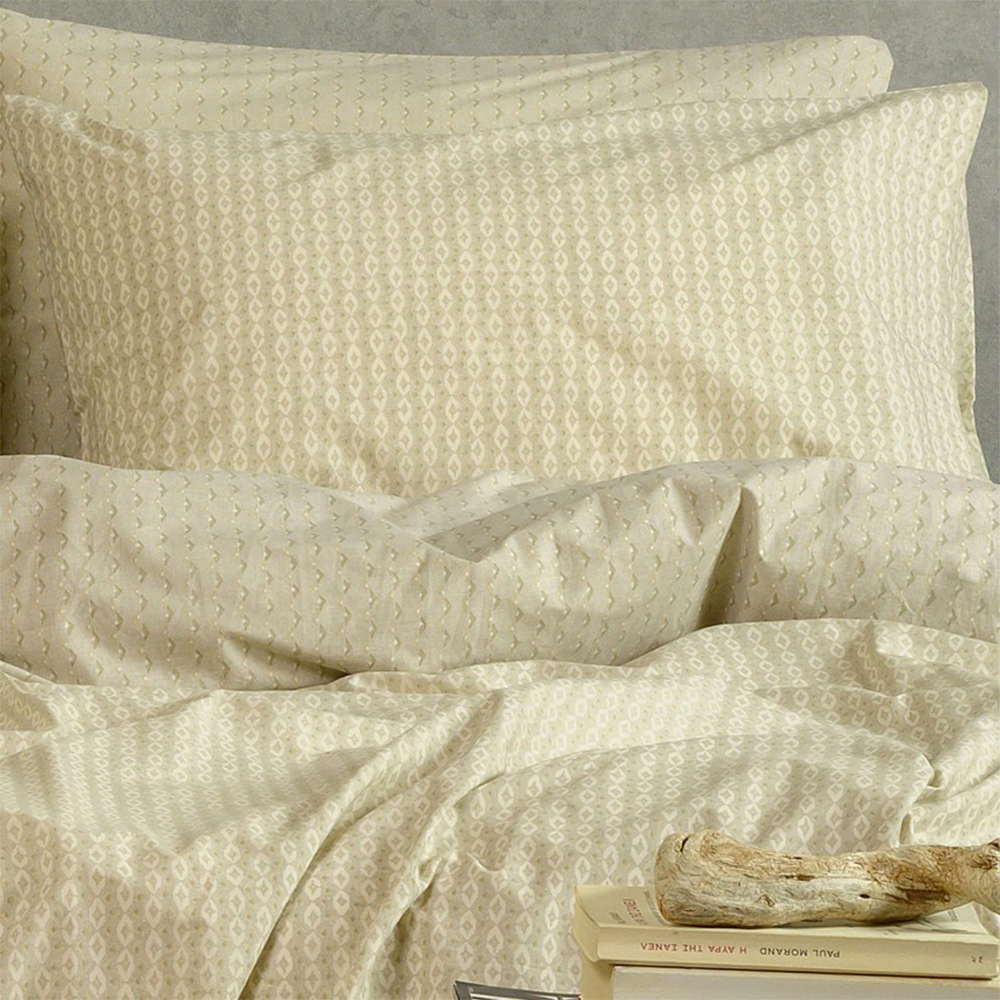 Σεντόνια Υπέρδιπλα Σετ Με Λάστιχο 160x200+32cm Melinen Layla Beige Βαμβάκι-Πολυεστέρας
