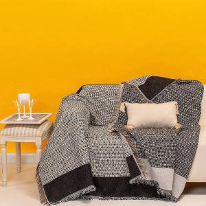 Ριχτάρι Τριθέσιο 180x300cm Melinen Moderna Black Chenille