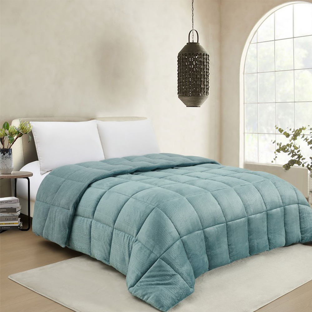 Κουβερτοπάπλωμα Μονό Fleece-Flannel 160x220cm Melinen Shelby Sky Πολυέστερας