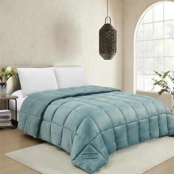 Κουβερτοπάπλωμα Μονό Fleece-Flannel 160x220cm Melinen Shelby Sky Πολυέστερας