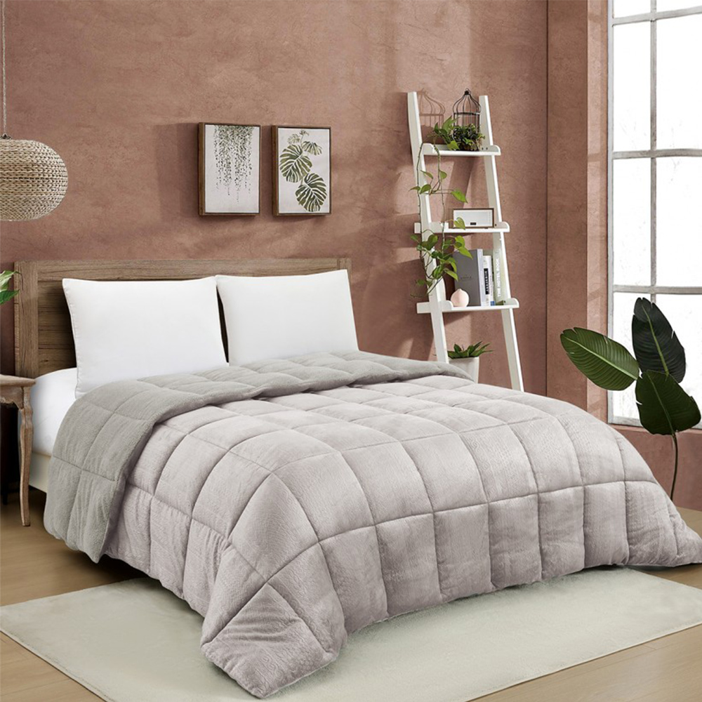 Κουβερτοπάπλωμα Υπέρδιπλο Fleece-Flannel 220x240cm Melinen Shelby Greige Πολυέστερας