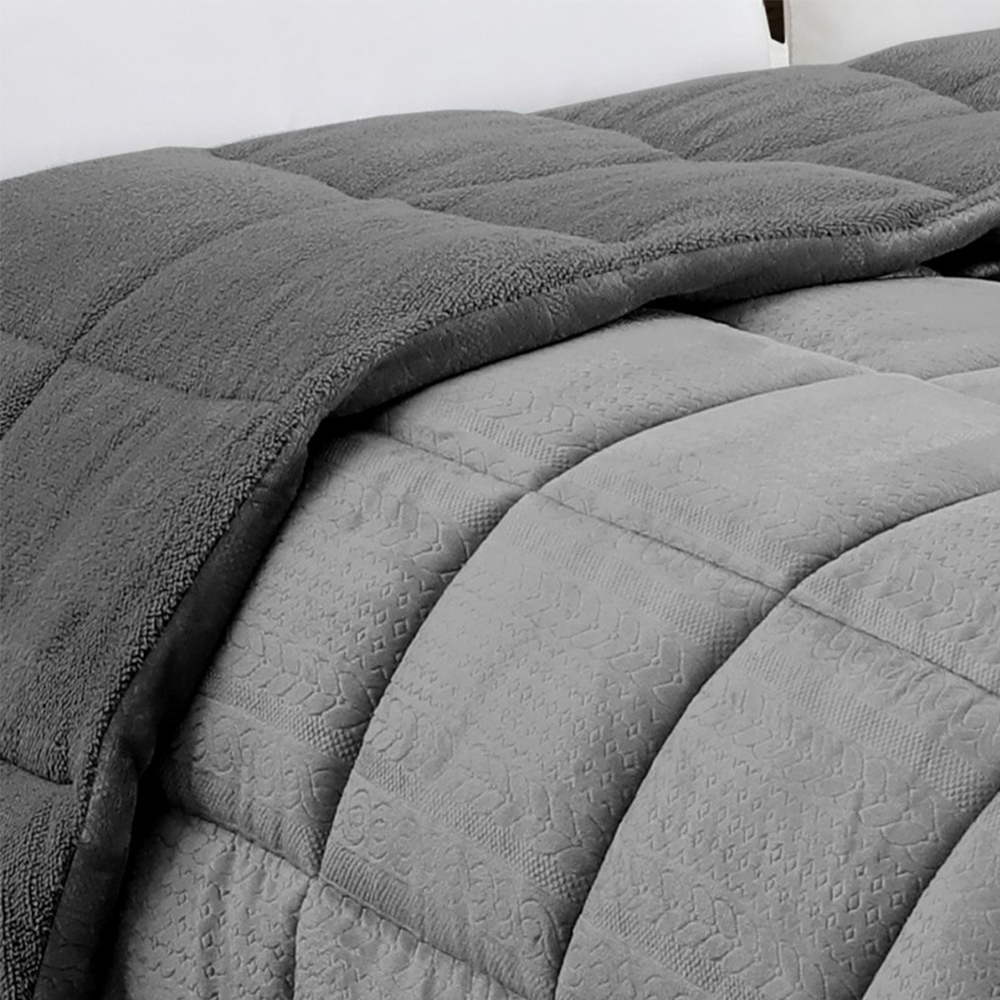 Κουβερτοπάπλωμα Υπέρδιπλο Fleece-Flannel 220x240cm Melinen Shelby Anthracite Πολυέστερας
