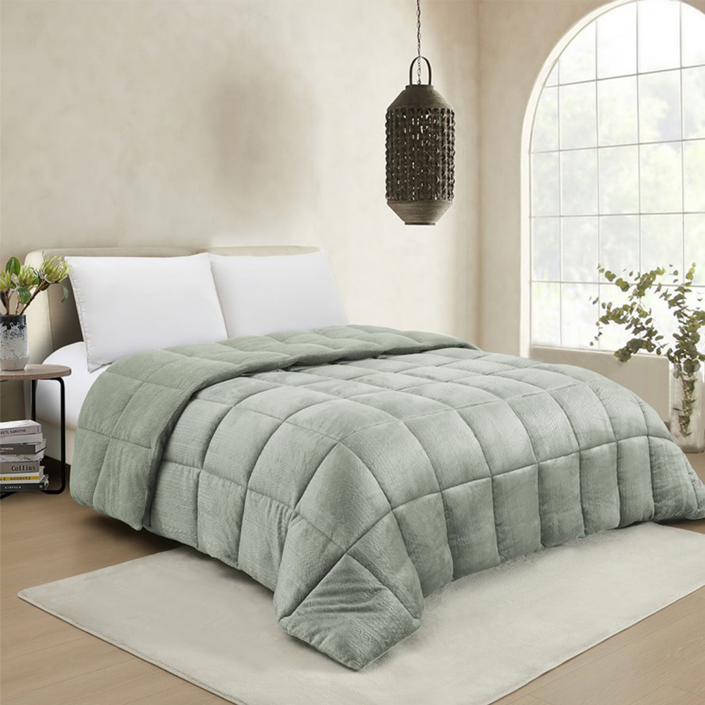 Κουβερτοπάπλωμα Υπέρδιπλο Fleece-Flannel 220x240cm Melinen Shelby Soft Olive Πολυέστερας