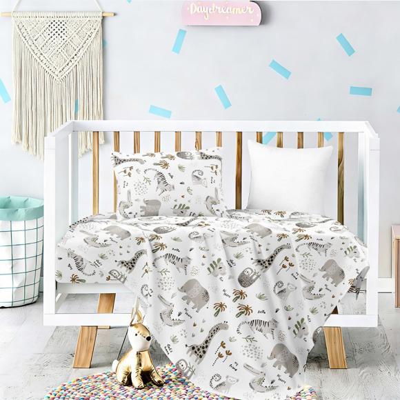 Σεντόνια Βρεφικά Σετ Με Λάστιχο 70x140+17cm Melinen Jungle Βαμβακοσατέν