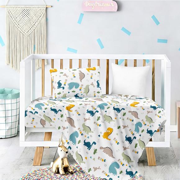 Σεντόνια Βρεφικά Σετ Με Λάστιχο 70x140+17cm Melinen Dino Βαμβακοσατέν