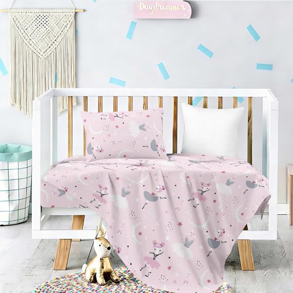 Σεντόνια Βρεφικά Σετ Με Λάστιχο 70x140+17cm Melinen Ballerina Βαμβακοσατέν