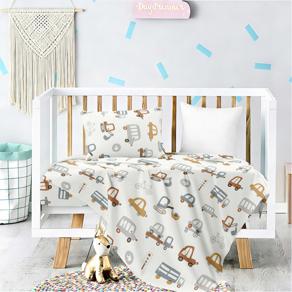 Σεντόνια Βρεφικά Σετ Με Λάστιχο 70x140+17cm Melinen Let's Ride Βαμβακοσατέν