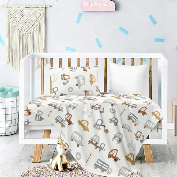 Σεντόνια Βρεφικά Σετ Με Λάστιχο 70x140+17cm Melinen Let's Ride Βαμβακοσατέν