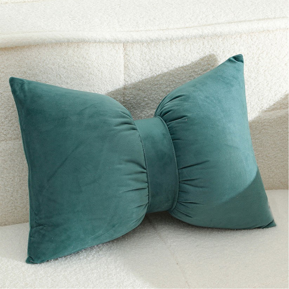 Διακοσμητικό Μαξιλάρι Σαλονιού 50x35cm Melinen Bow Petrol Πολυεστέρας