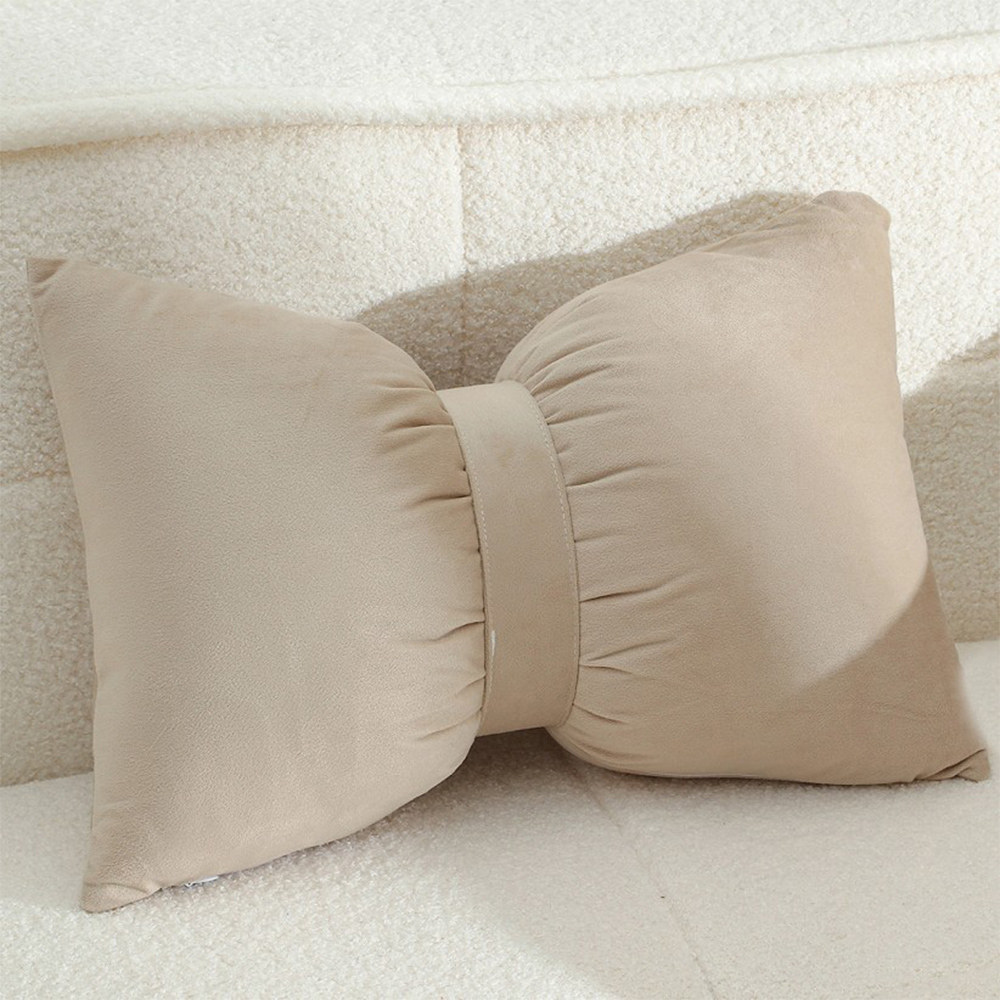 Διακοσμητικό Μαξιλάρι Σαλονιού 50x35cm Melinen Bow Beige Πολυεστέρας