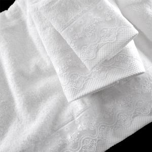 Πετσέτες Νυφικές Σετ 3τχμ Rythmos Nena Λευκό Βαμβακερές