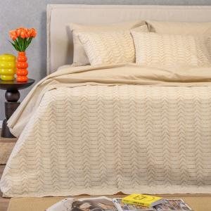 Σεντόνια Υπέρδιπλα Σετ Με Λάστιχο 160x200+32cm Melinen Paris Ochre Βαμβακερά