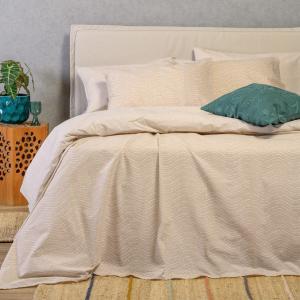 Σεντόνια Υπέρδιπλα Σετ Με Λάστιχο 160x200+32cm Melinen Maverick Beige Βαμβακερά