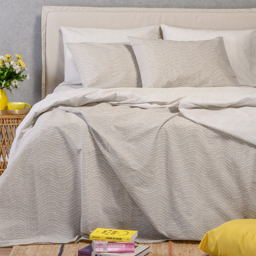 Σεντόνια Υπέρδιπλα Σετ Με Λάστιχο 160x200+32cm Melinen Maverick Light Grey Βαμβακερά